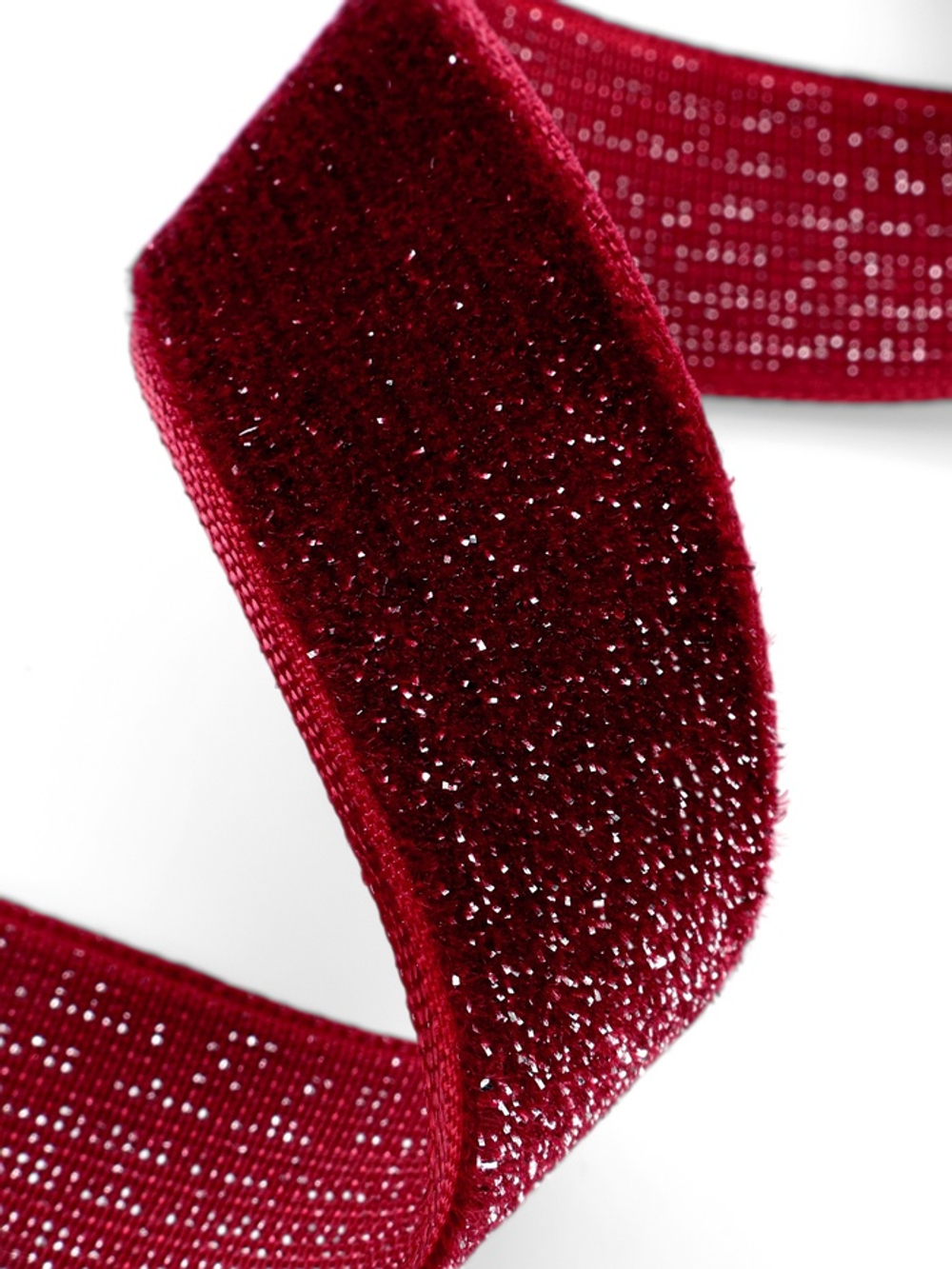 Бархатная лента с серебряным люрексом 20 мм