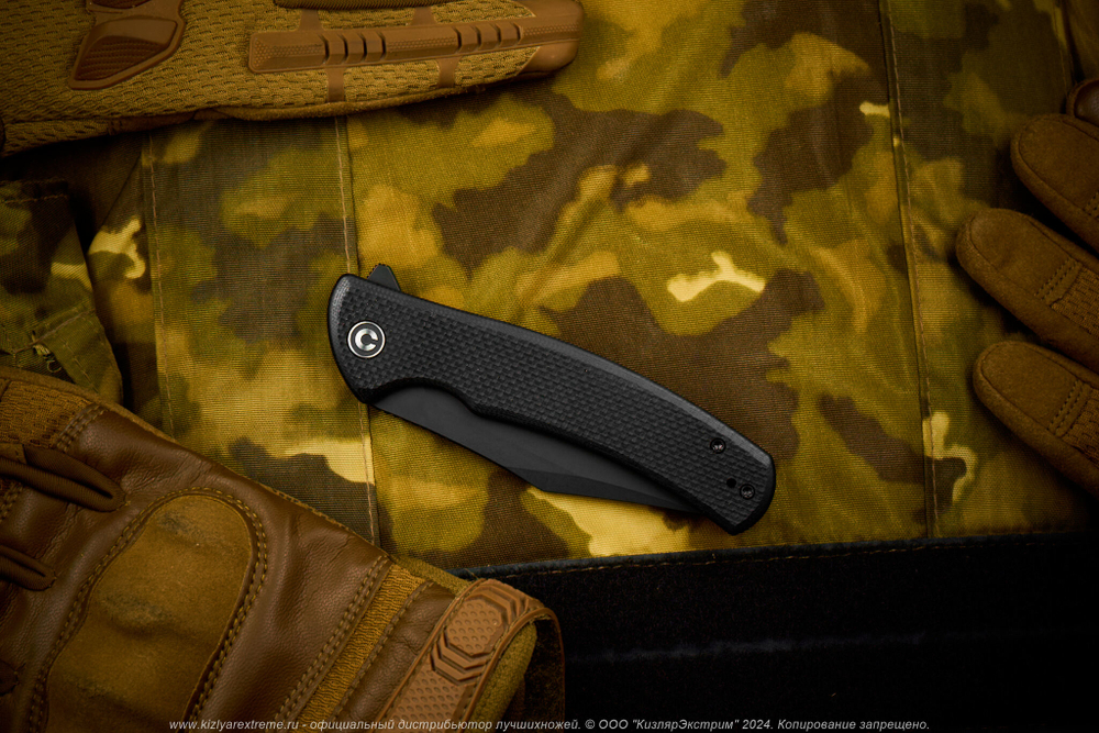 Нож Civivi Sinisys C20039-1 сталь 14C28N Black Stonewashed рукоять Black Coarse G10