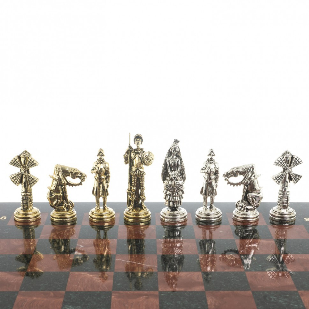 Шахматы из металла  Шахматы "Дон Кихот" доска 40х40 см лемезит змеевик G 122646