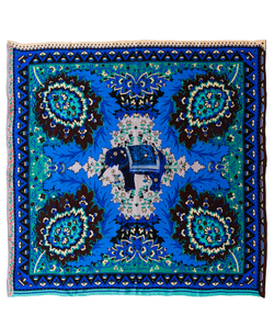 Платок 90x90 Petrusse Elefantine Jade Indigo ELEFANTINE_JI