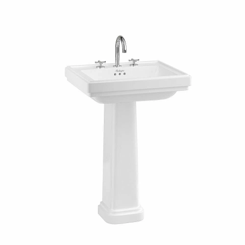 Раковина на пьедестале Burlington Riviera 58 RIV1 3TH RIV6 с 3-мя отверстиями белая
