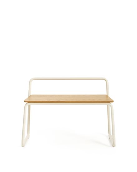 Скамейка из ясеневого шпона Tinn с бежевой металлической конструкцией, 75 см