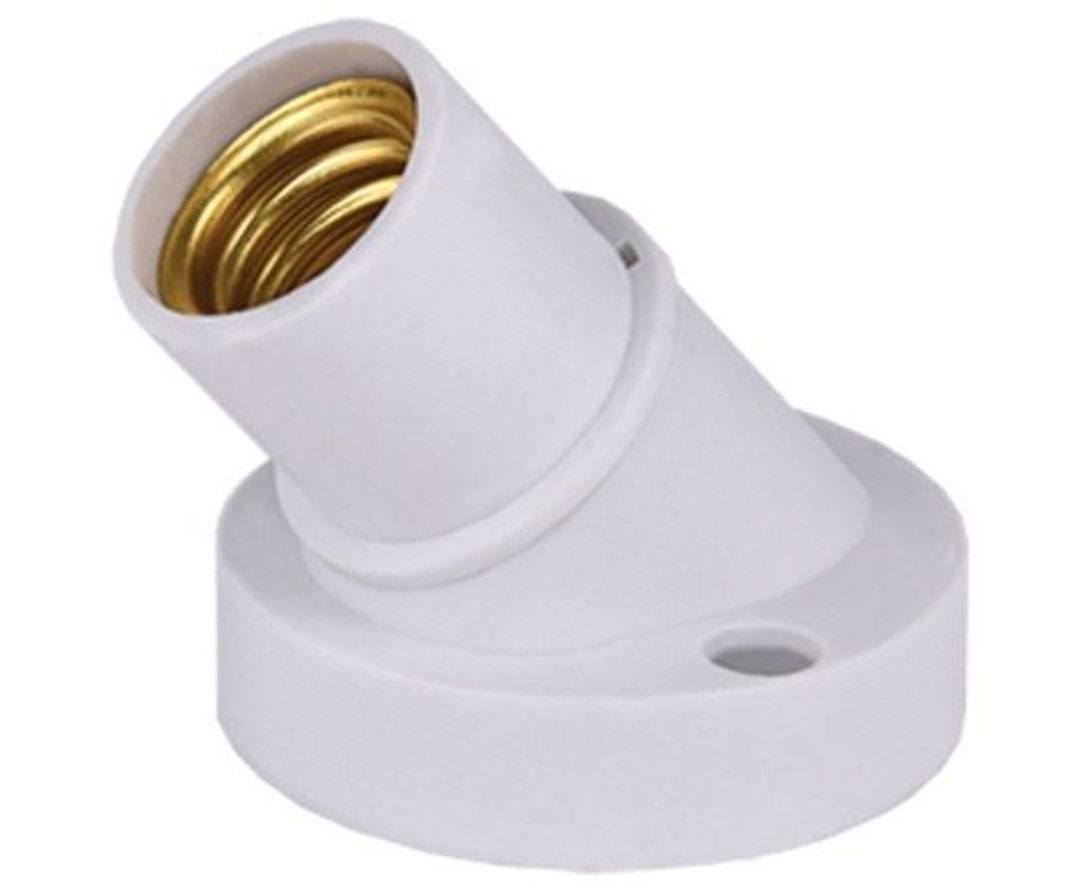 Патрон ECOLA накладной наклонный E14 Белый