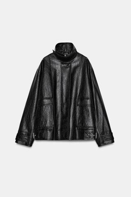 ZARA КУРТКА ИЗ ИСКУССТВЕННОЙ КОЖИ — ZW COLLECTION, ЧЕРНЫЙ