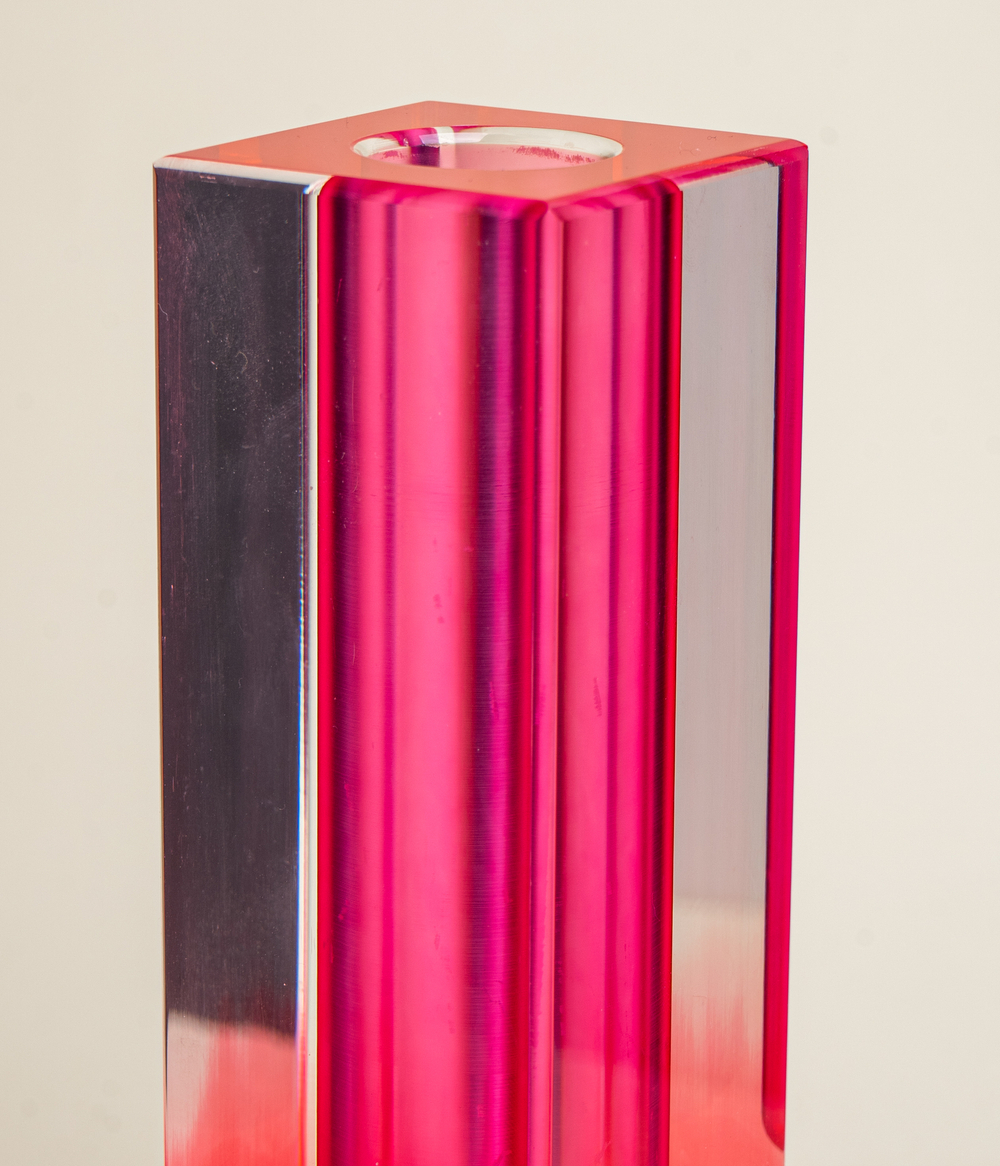 Ваза/Подсвечник из акрила 5 х 5 х 16 Розовый