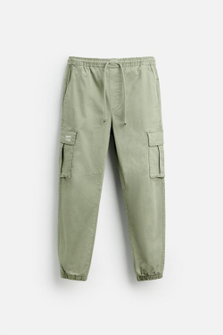 ZARA БРЮКИ КАРГО, СВЕТЛЫЙ ХАКИ