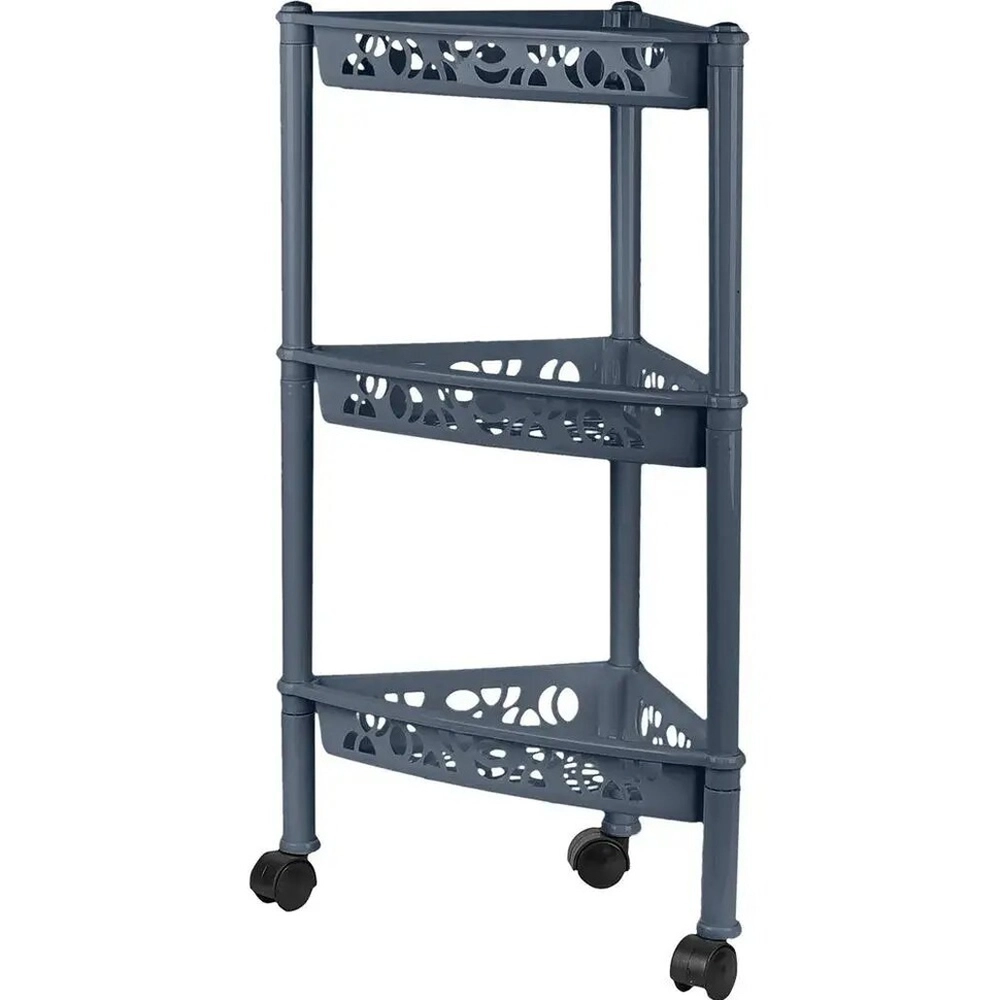 Этажерка Keeplex Light на колесиках трехсекционная угловая 38,3,2х69см космический серы