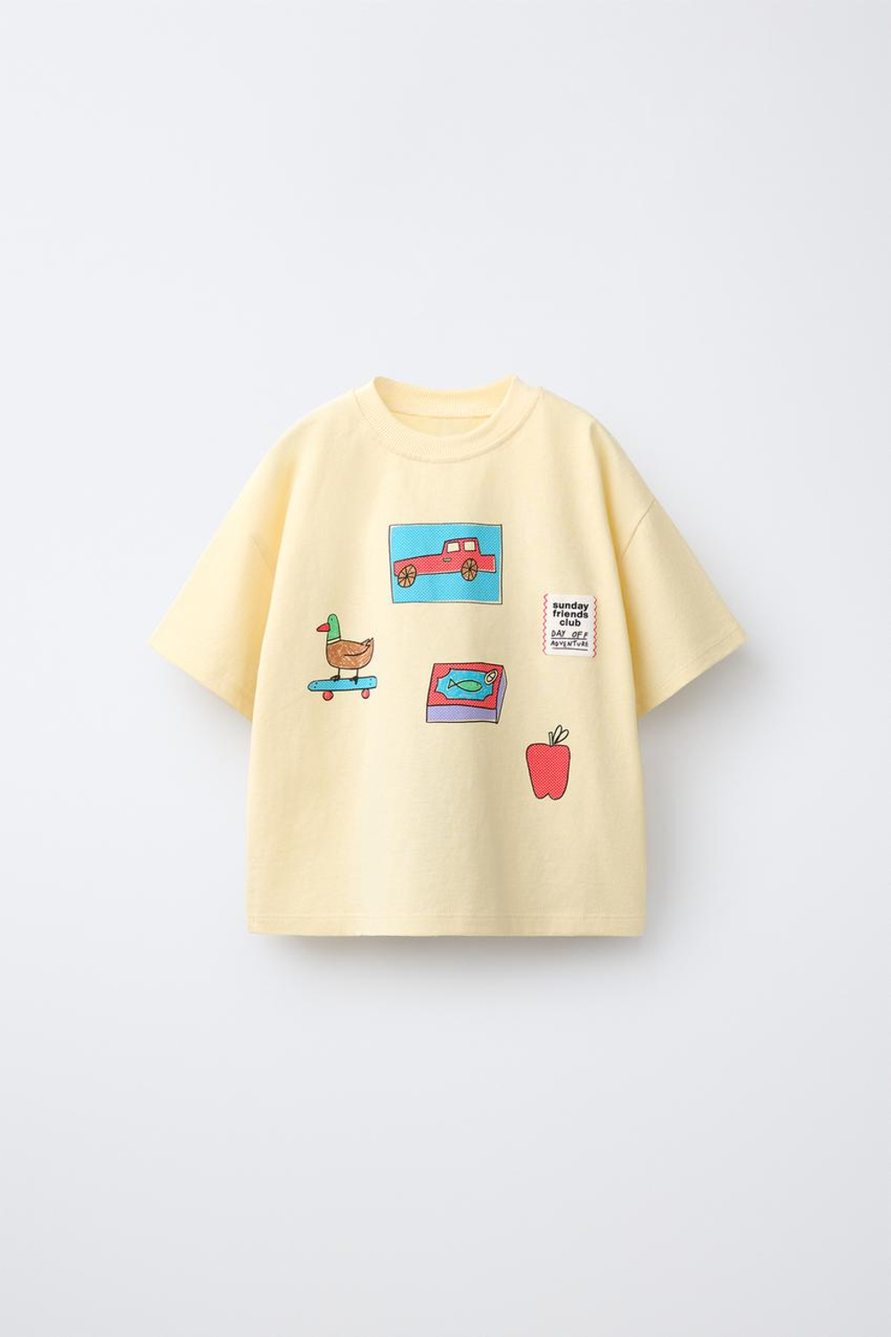 ZARA ФУТБОЛКА С ПРИНТОМ, МЯГКИЙ ЖЕЛТЫЙ