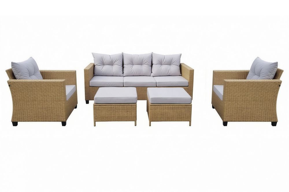 "Бостон" лаунж-зона из искусственного ротанга, цвет соломенный