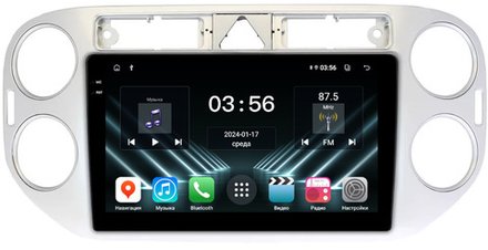 Магнитола для Volkswagen Tiguan 1 2007-2016, Golf Plus (рамка серебро, любая кнопка) - FarCar DX489M монитор 9.5" IPS на Android 13, 4+64Гб, CarPlay