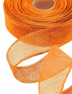Лента Льняная 4см х 28м с проволокой (Оранжевый)