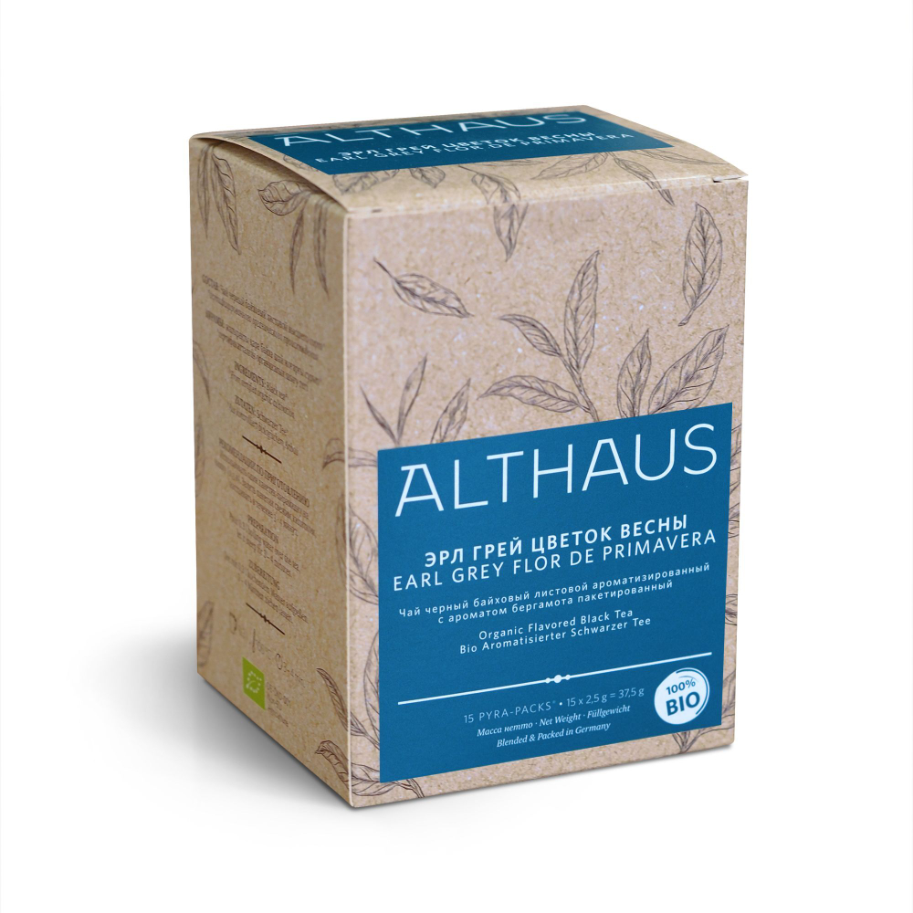 Чай черный Althaus Earl Grey Flor de Primavera, Эрл Грей Цветок Весны в пирамидках 15х2,5г.
