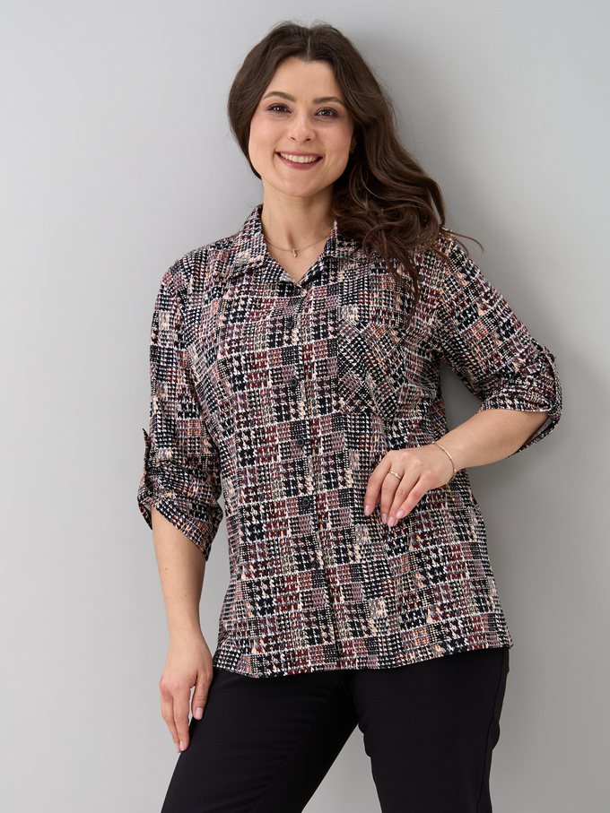 Рубашка Р-001/пьедепуль-черныйтерракот