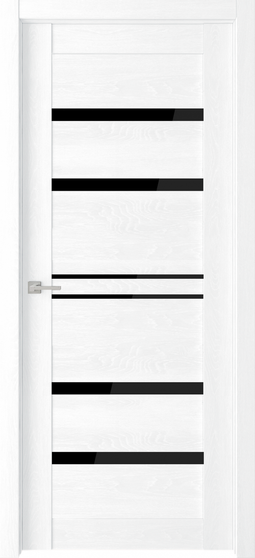 Дверное полотно Эко Делюкс 303 ПО 80х200мм черное стекло лакобель светлый бетон