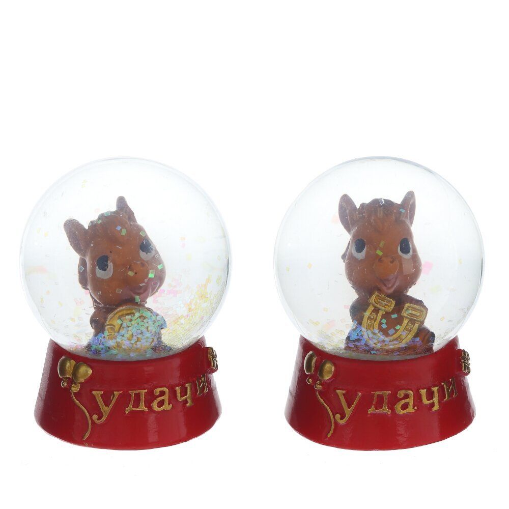 GAEM Фигурка декор в стекл шаре "Лошадка", L4,5 W4,5 H5,5 см, 2в.