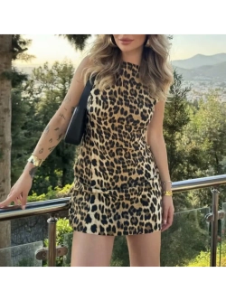 Платье мини леопардовое