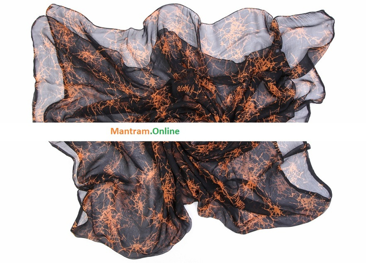 Палантин-парео Вискоза 100% (шифон) Желтая туманность на черном 110x165 см.