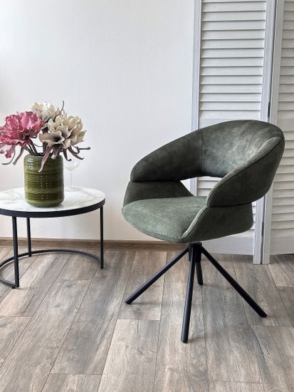 Стул EMBER 360 град. поворот. 7525-156 Зеленый, велюр/ ENJOY-355 Зеленый, ткань/ Черный