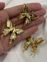 Пуговицы бабочки золотистые со стразами