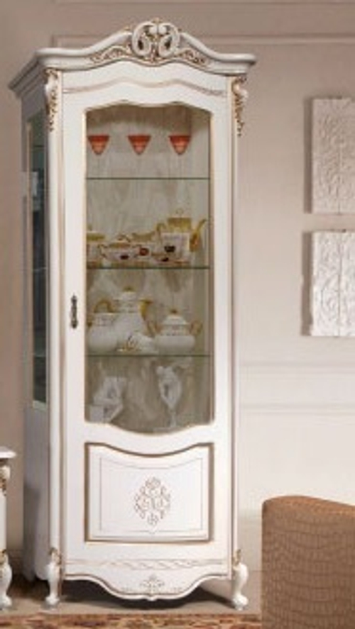 Гостиная Аллегро 3 витрина правая белый/золото/глянцевый лак Слониммебель