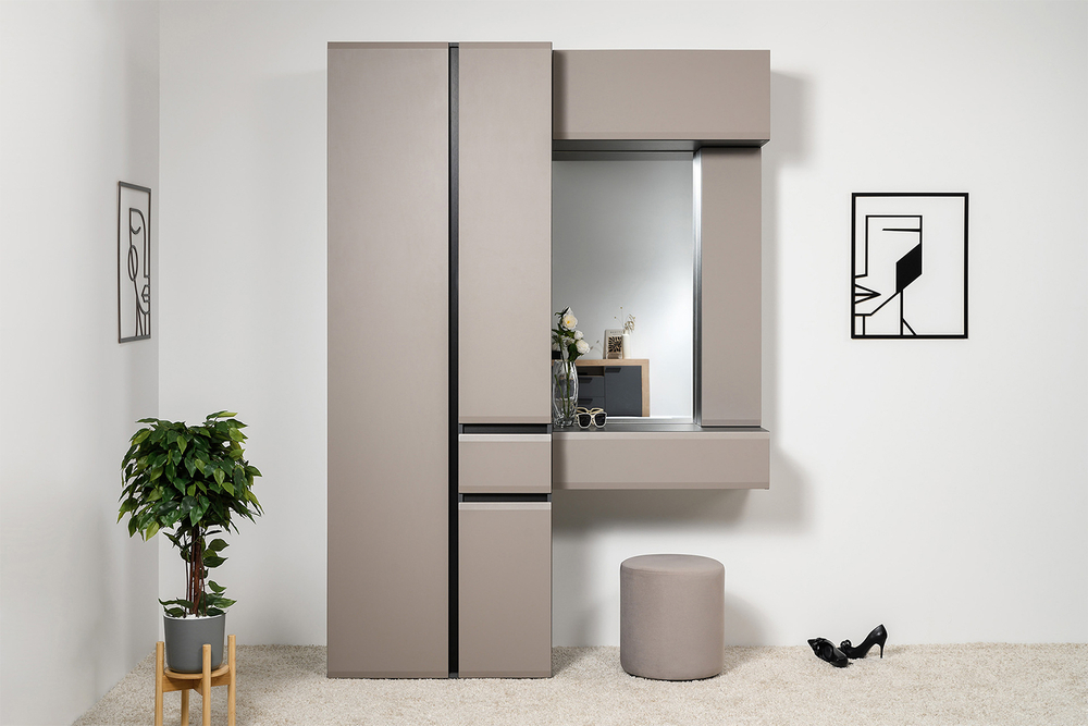 Шкаф комбинированный Сидней 13.18, Антрацит, Веллюто Капучино