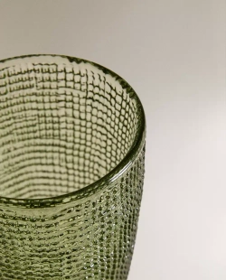 ZARA HOME БОКАЛ ИЗ РЕЛЬЕФНОГО СТЕКЛА, ЗЕЛЕНЫЙ