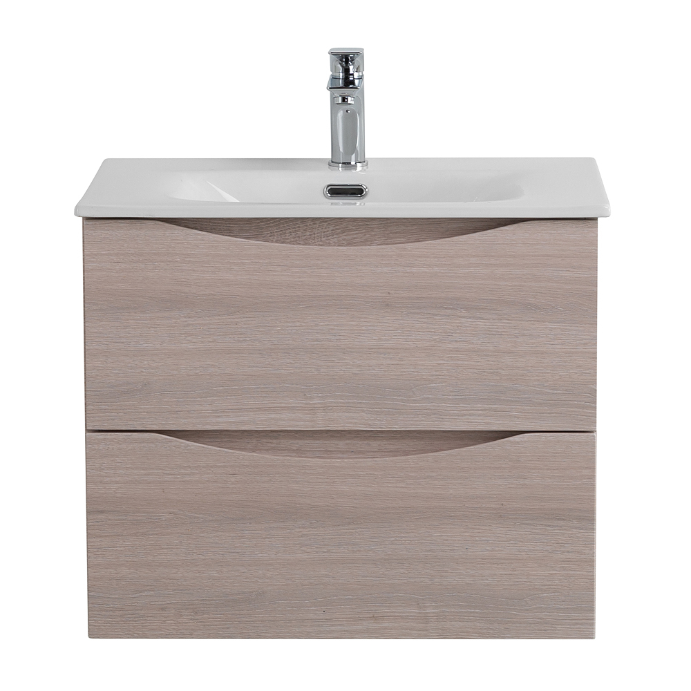 Тумба с раковиной подвесная BelBagno MARINO-CER-MINI-600-2C-SO-RG-P Rovere Grigio, раковина белая BB-8099-3-60