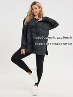 Свитшот кофта черная варенка из футера оверсайз с манжетами