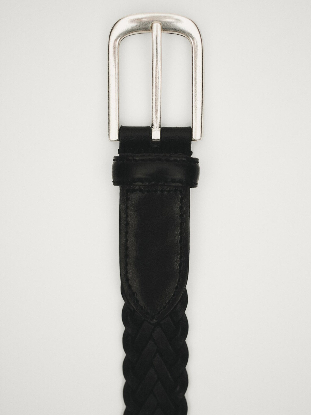 Massimo Dutti Плетеный ремень из кожи, черный