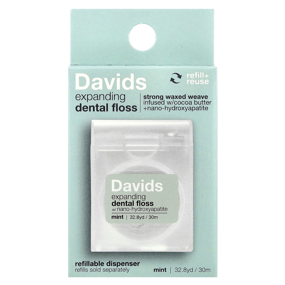 Davids, расширяющая зубная нить, мятный, 30 м (32,8 ярда)