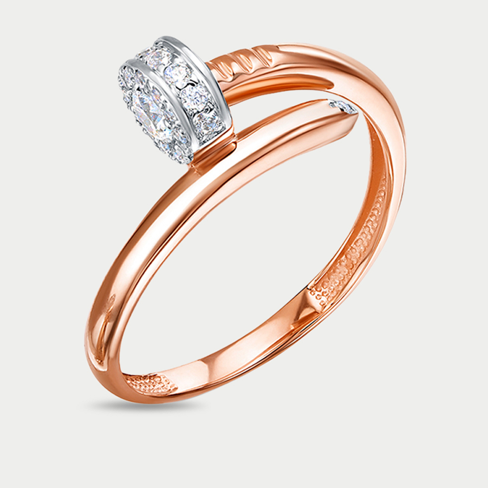 Кольцо женское из розового золота 585 пробы с фианитами (арт. 1105372)