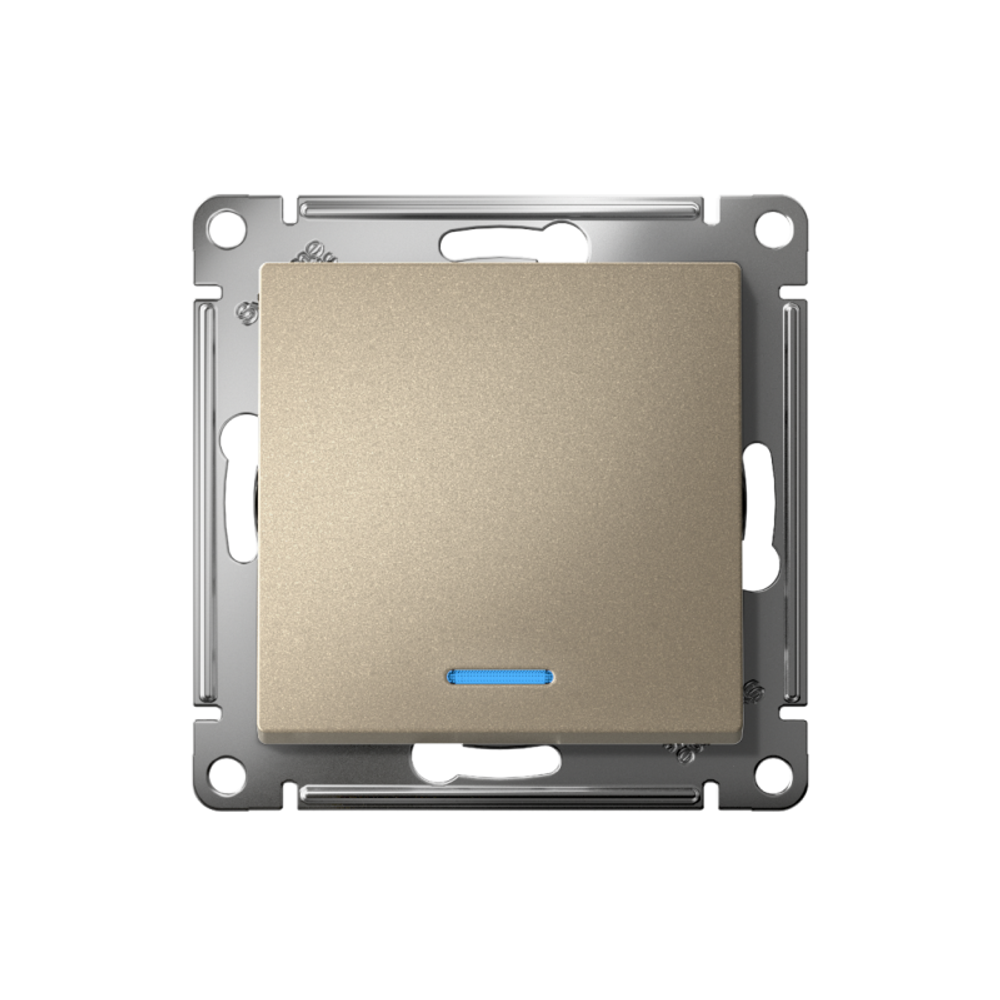 Выключатель 1-кл. СП AtlasDesign 10А IP20 (сх. 1а) 10AX с подсветкой механизм шампань SE ATN000513