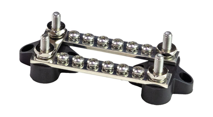 Колодка распределительная электромонтажная с защитной крышкой, 2 планки по 6 контактов