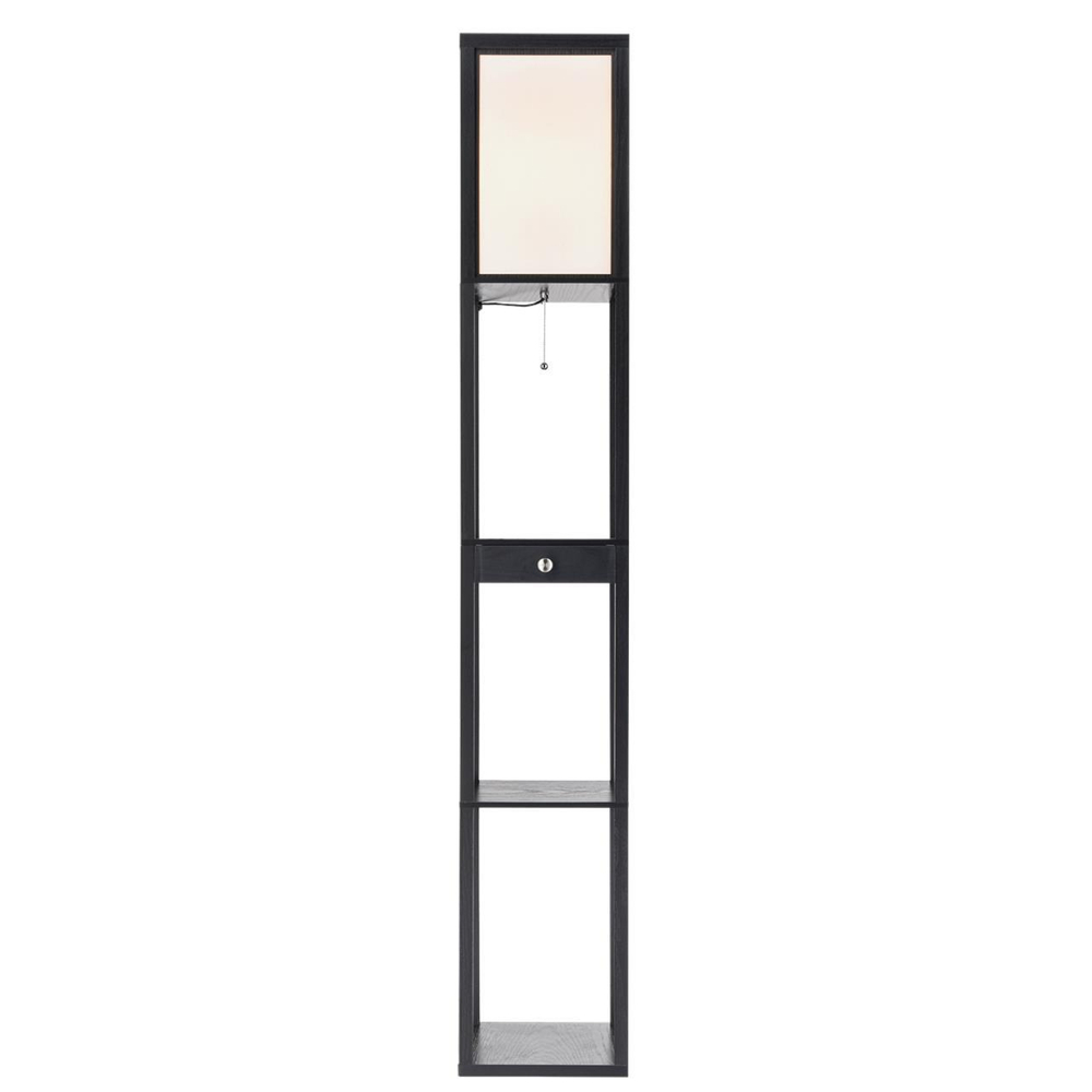 8092/1F COMFI LN25 361 черный/белый, дерево/текстиль Торшер Е27 1*60W 220V PRACTIC