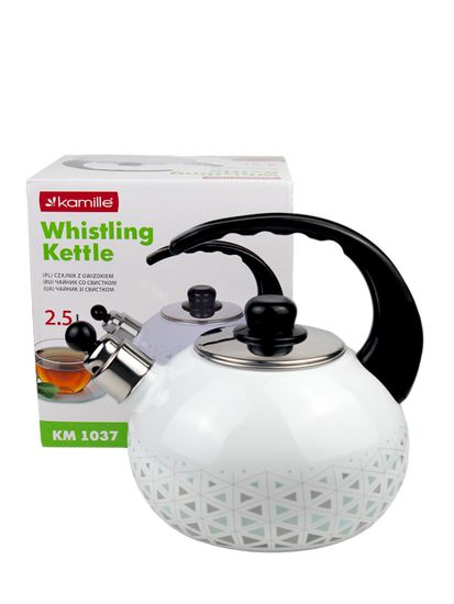Чайник 2,5 л. эмалированный со свистком Kamille KM 1037 с черной бакелитовой ручкой