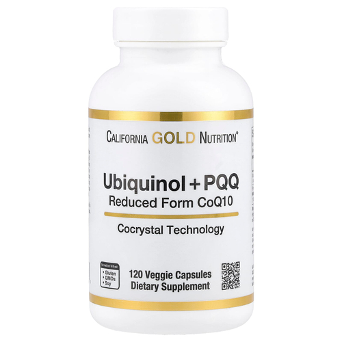 California Gold Nutrition, убихинол (восстановленная форма коэнзима Q10) с PQQ, 120 растительных капсул