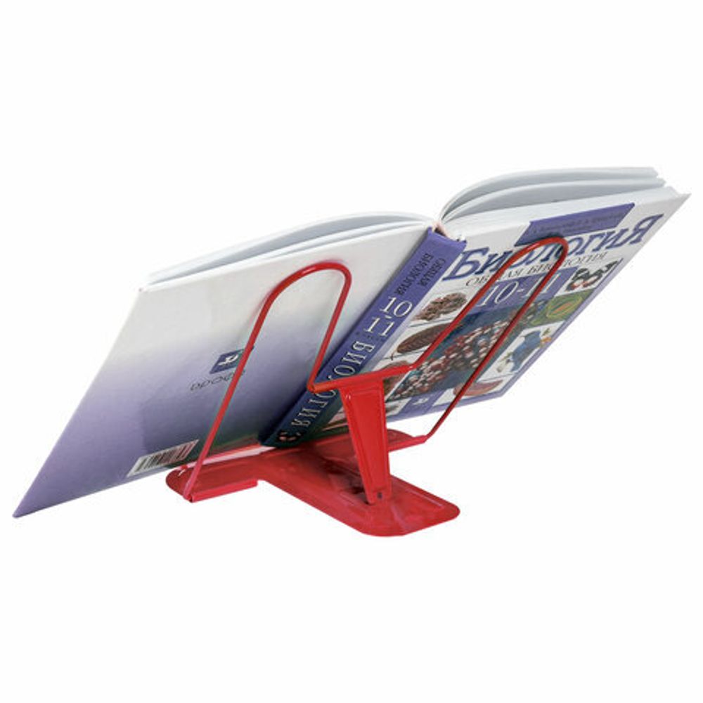 Подставка для книг и учебников BRAUBERG LINE+, металлическая, красная, европодвес, 238070