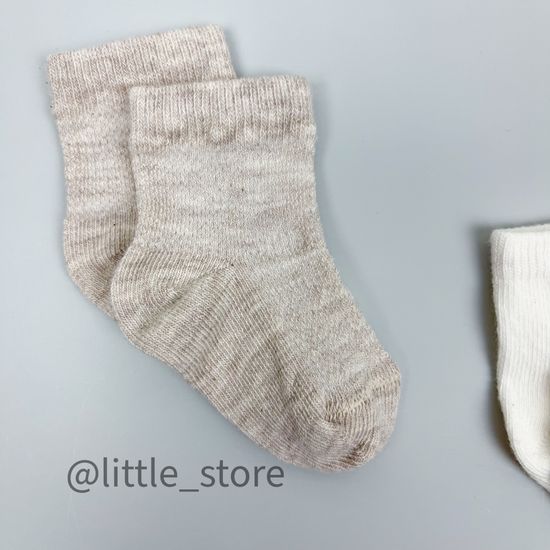 Носочки хлопковые "Машинка" Бежевый/Молочный с машинкой