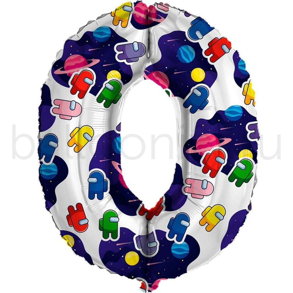 Шар ЦИФРА 0 Космонавтики 32" 81 см