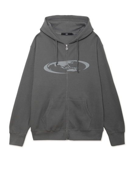 Толстовка С Капюшоном На Молнии Oval Globe Waffle Zip-up Hoodie