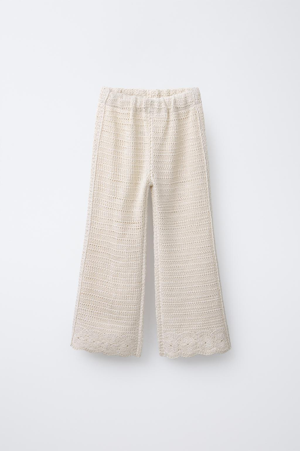 ZARA БРЮКИ ТОНКОЙ ВЯЗКИ, ЭКРЮ