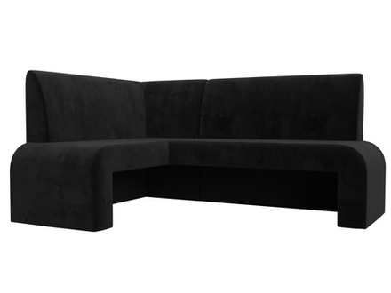 Диван кухонный угловой Кармен левый угол, Черный, Велюр, 126133L