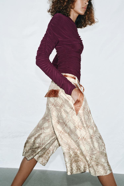 ZARA БОДИ СО СБОРКАМИ, БАКЛАЖАННЫЙ