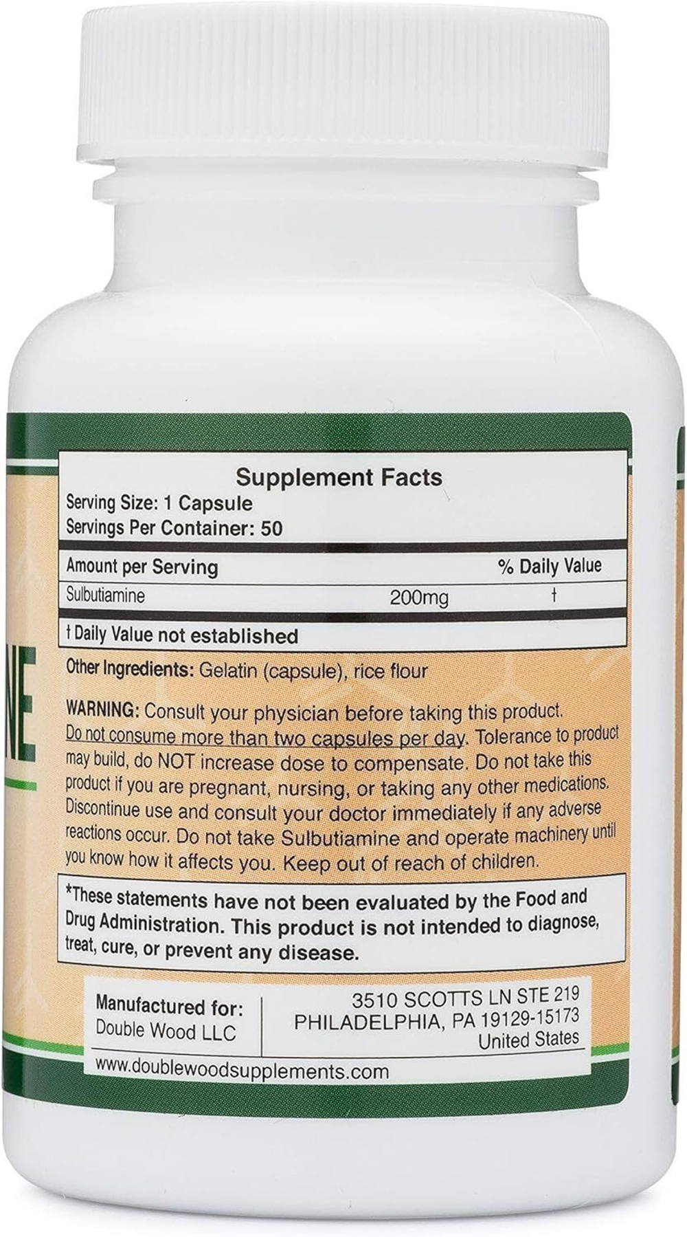 Double Wood Supplements - Sulbutiamine 90 capsules