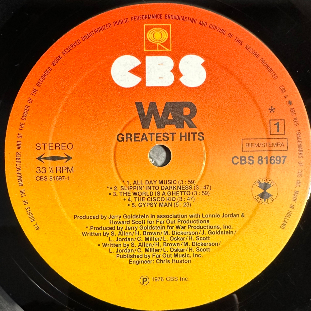 War - Greatest Hits (Голландия 1976г.)
