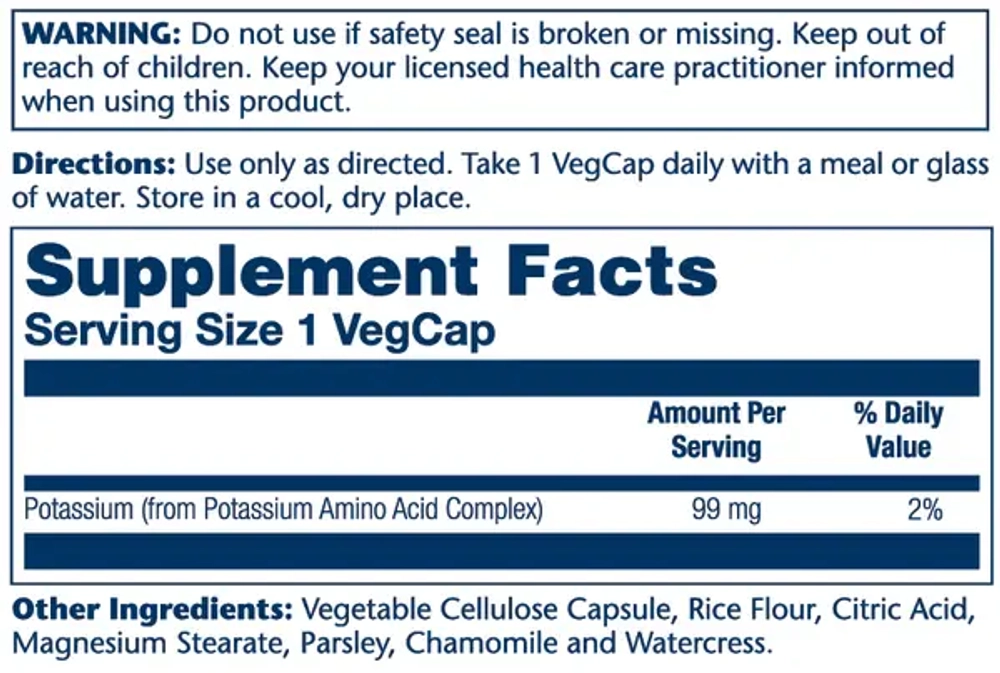 Potassium 99mg 100 capsules Solaray