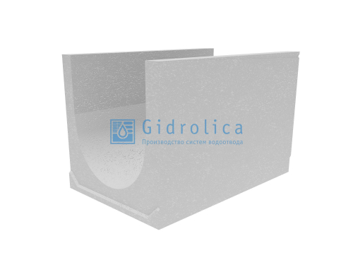 Лоток водоотводный бетонный с вертикальным водосливом коробчатый, с толщиной стенки 47 мм., без уклона (DN500мм), серия КUв 100.60,3, класс нагрузки C250, Gidrolica, Россия
