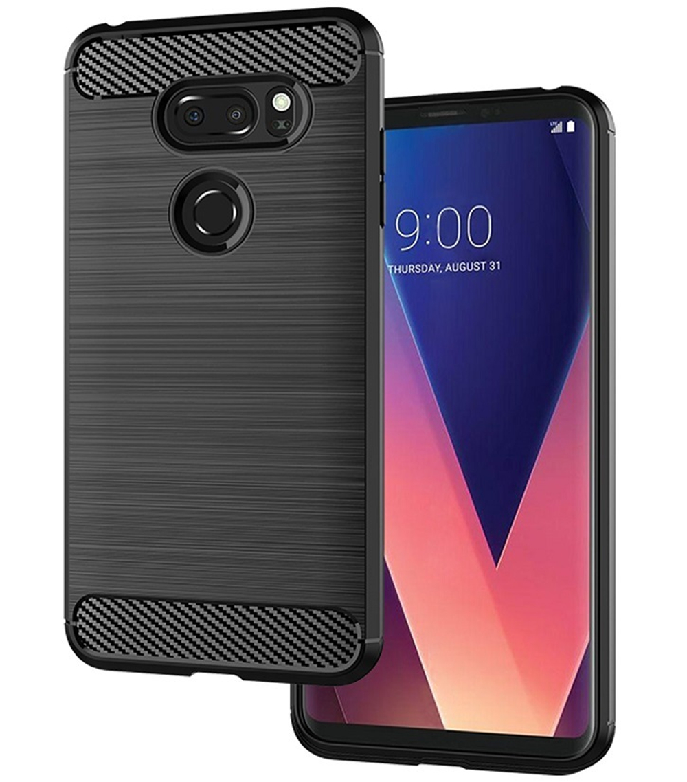 Чехол для LG V30, V30+ цвет Black (черный), серия Carbon от Caseport