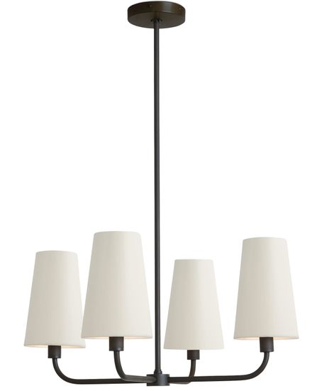 Чёрная люстра “Ансель” с белыми абажурами