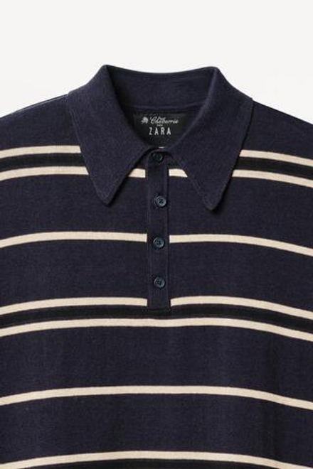 ZARA X WILLY CHAVARRIA ПОЛО В ПОЛОСКУ, ТЕМНО-СИНИЙ